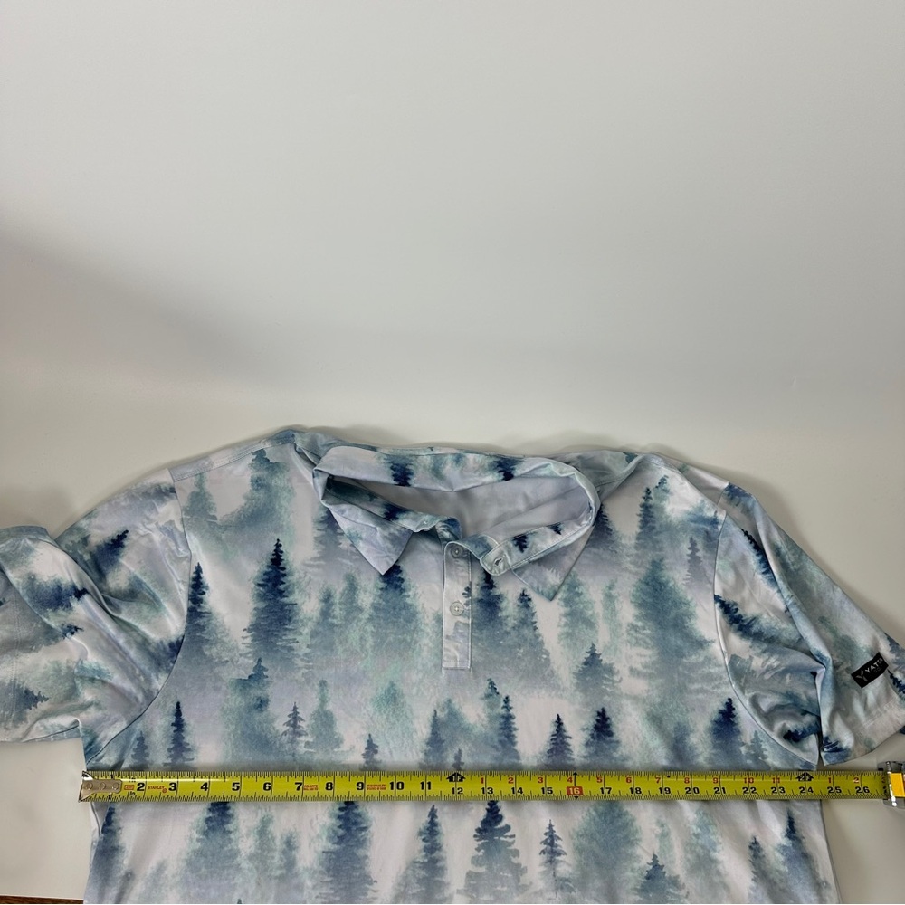 YATTA GOLF Subtle Pines Trees Men’s XXL Golf Polo White Blue Green - Picture 7 of 11